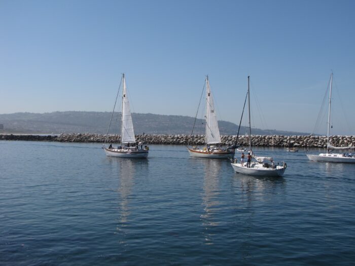 The fishing boats in the lake side at San Pedro, CA